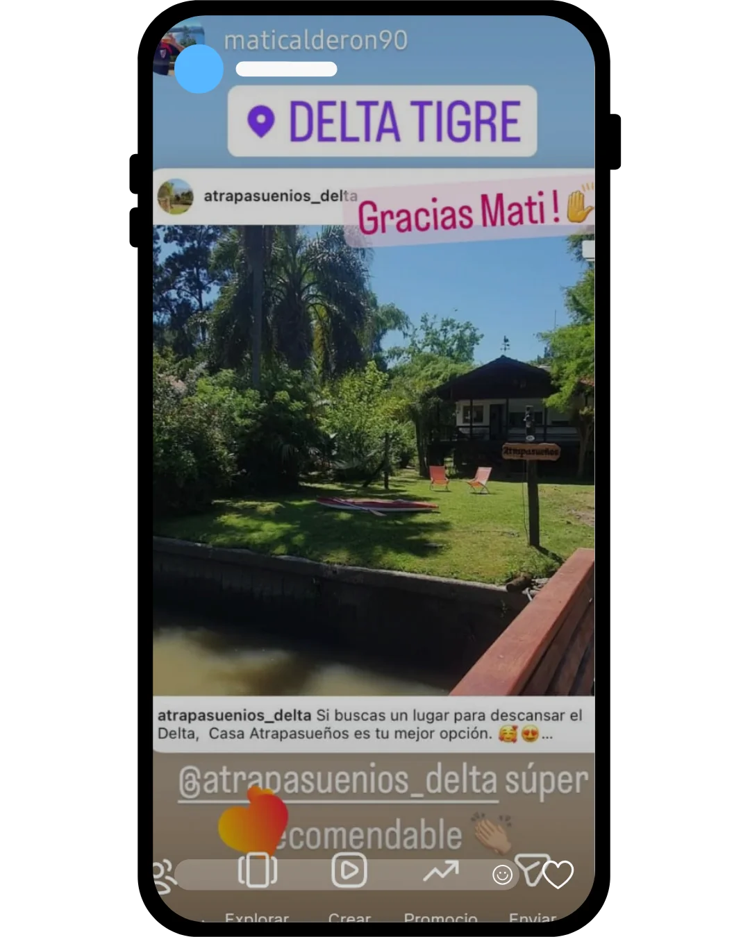 Story de @maticalderon90 en Delta Tigre