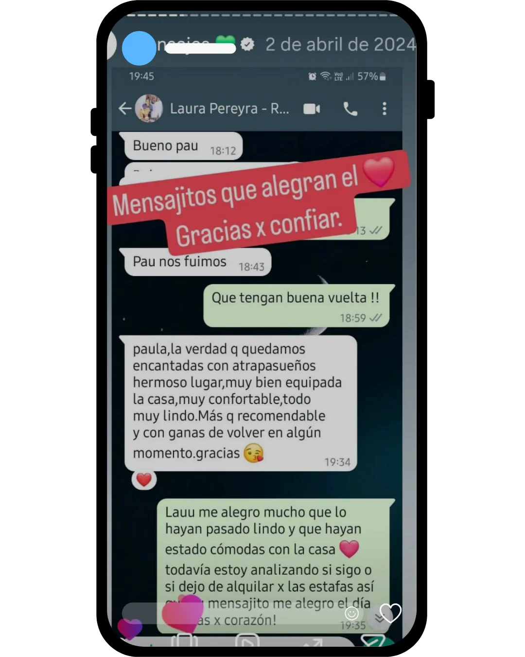 Mensaje de Laura Pereyra